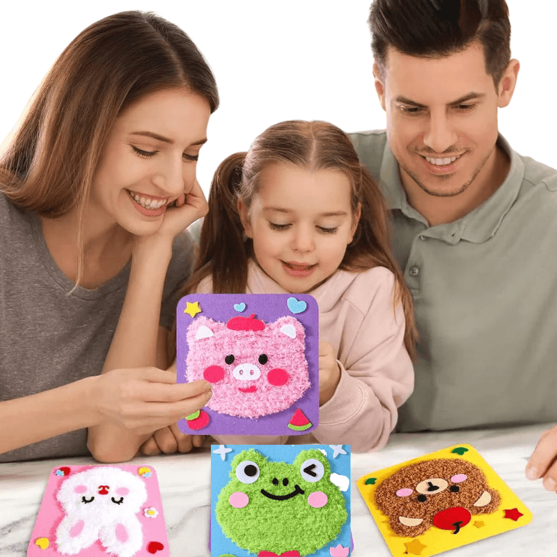 Zestaw do haftowania DIY - Puszyste Zwierzątka ( 4 wzory w zestawie)