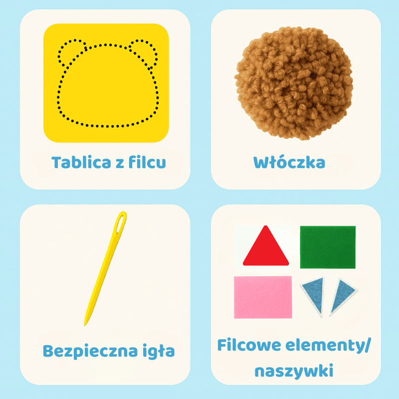 Zestaw do haftowania DIY - Puszyste Zwierzątka ( 4 wzory w zestawie)