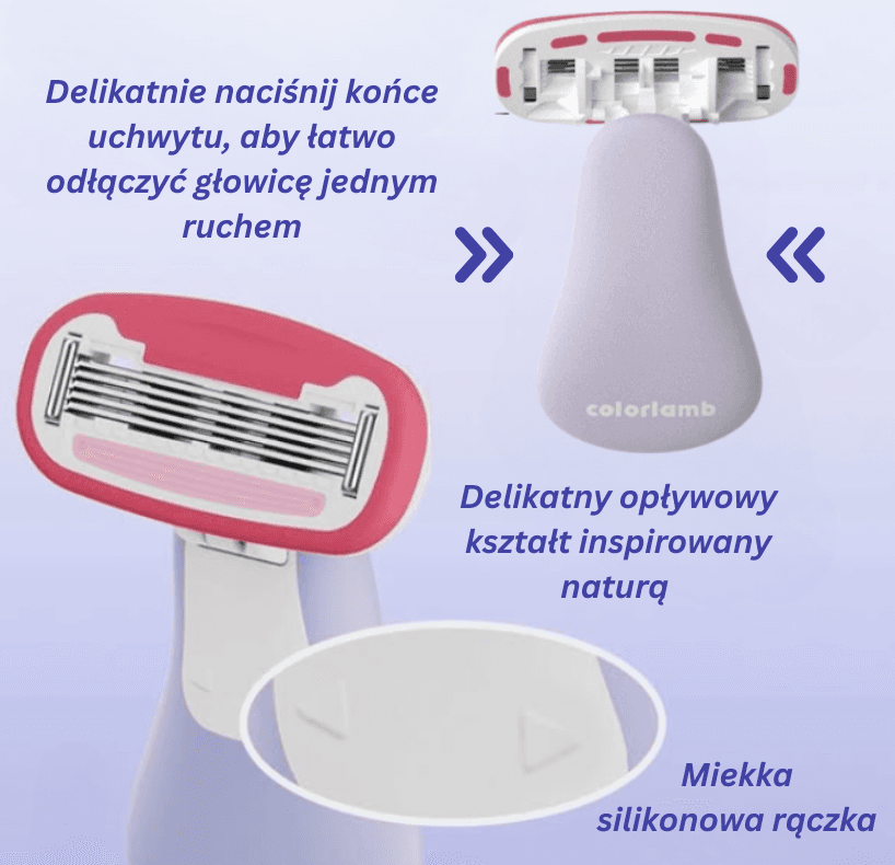 Colorlamb Zestaw Sensitive - perfekcyjna gładkość bez podrażnień
🔄 2 wymienne ostrza w zestawie