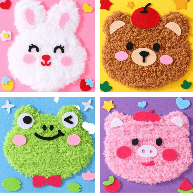 Zestaw do haftowania DIY - Puszyste Zwierzątka ( 4 wzory w zestawie)